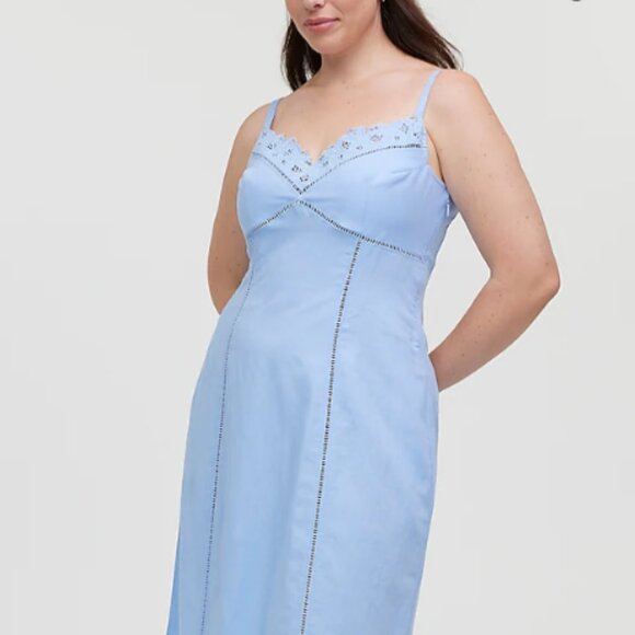 NEW Madewell powder blue Sweetheart Midi Dress in Linen-Cotton Blend NP116 - Picture 3 of 10